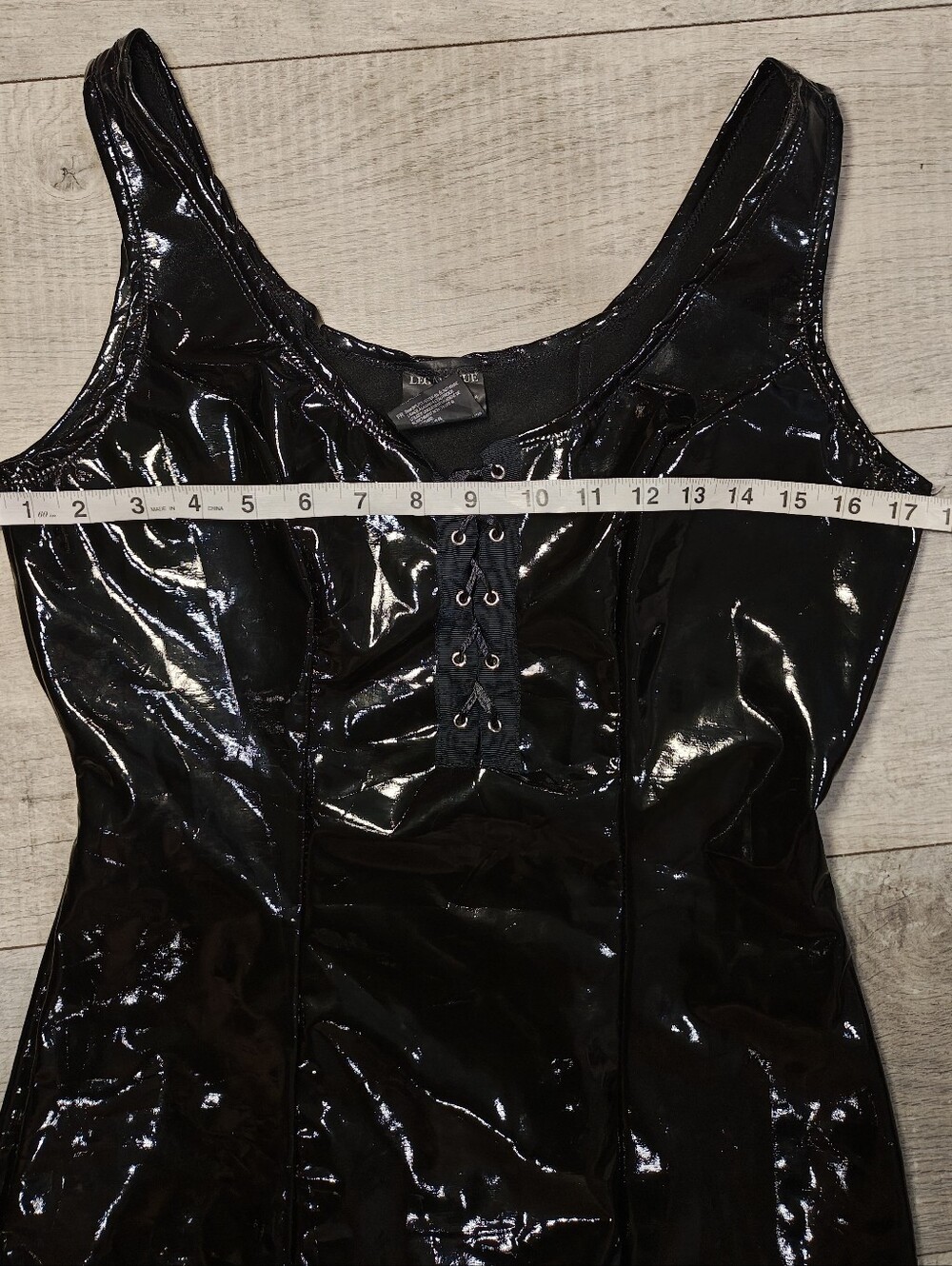 Y2K Leg Avenue Glossy Vinyl Lace Up Mini Dress. - Picture 7 of 12